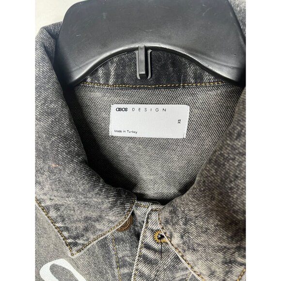 ASOS Design 1992 Flame Denim Jacket With "Da No Me Destruyas" Back Print Size XS - Picture 3 of 6